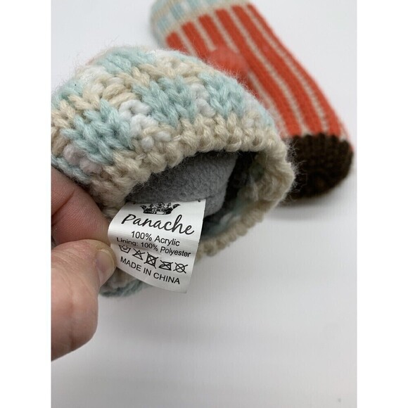 BOGO Panache Mittens Orange Stripes Knit Fleece Lined Womens One Size - Picture 7 of 7